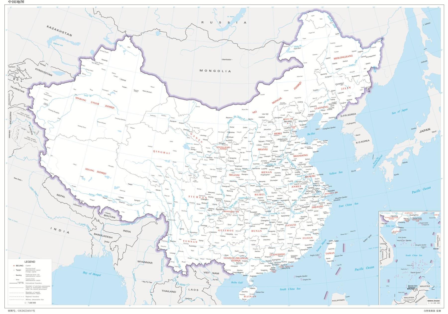 中国地图英文版-国内能用的英文版地图