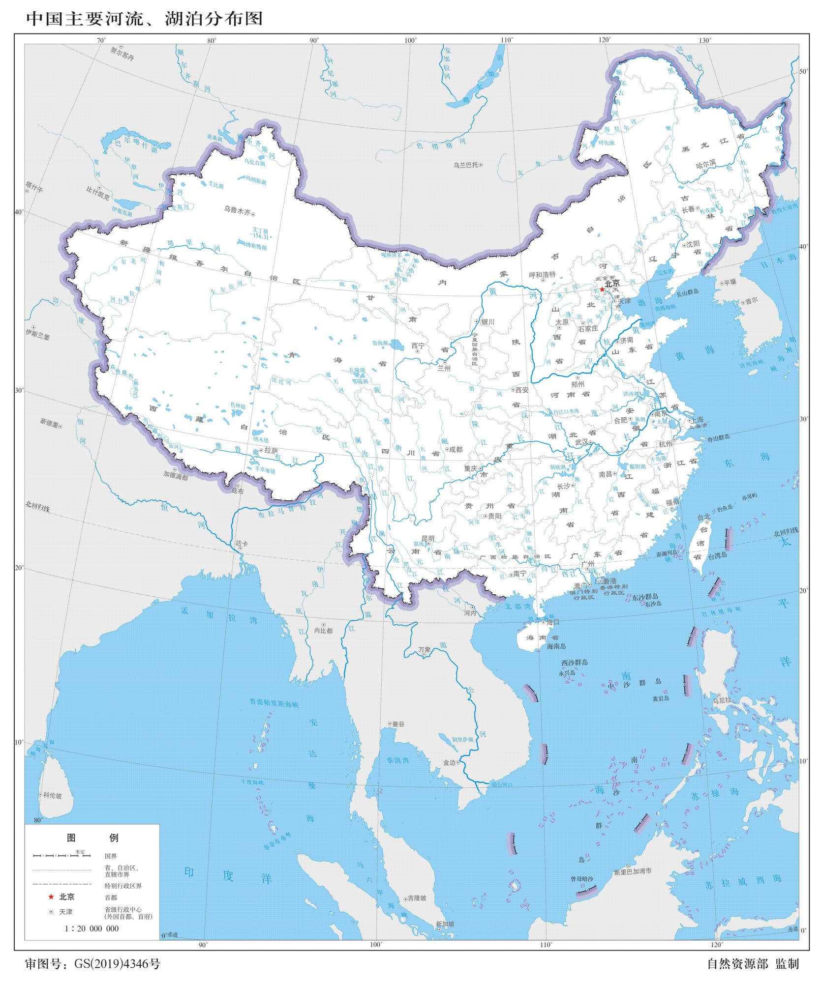 中国主要河流湖泊分布图_中国主要河流湖泊地图