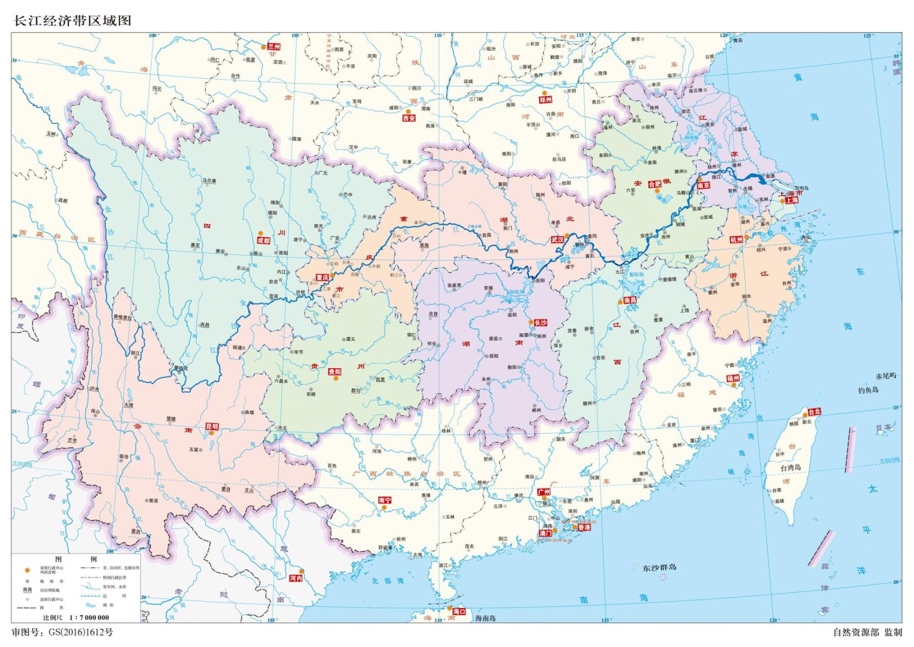 长江经济带区域图_长江经济带地图