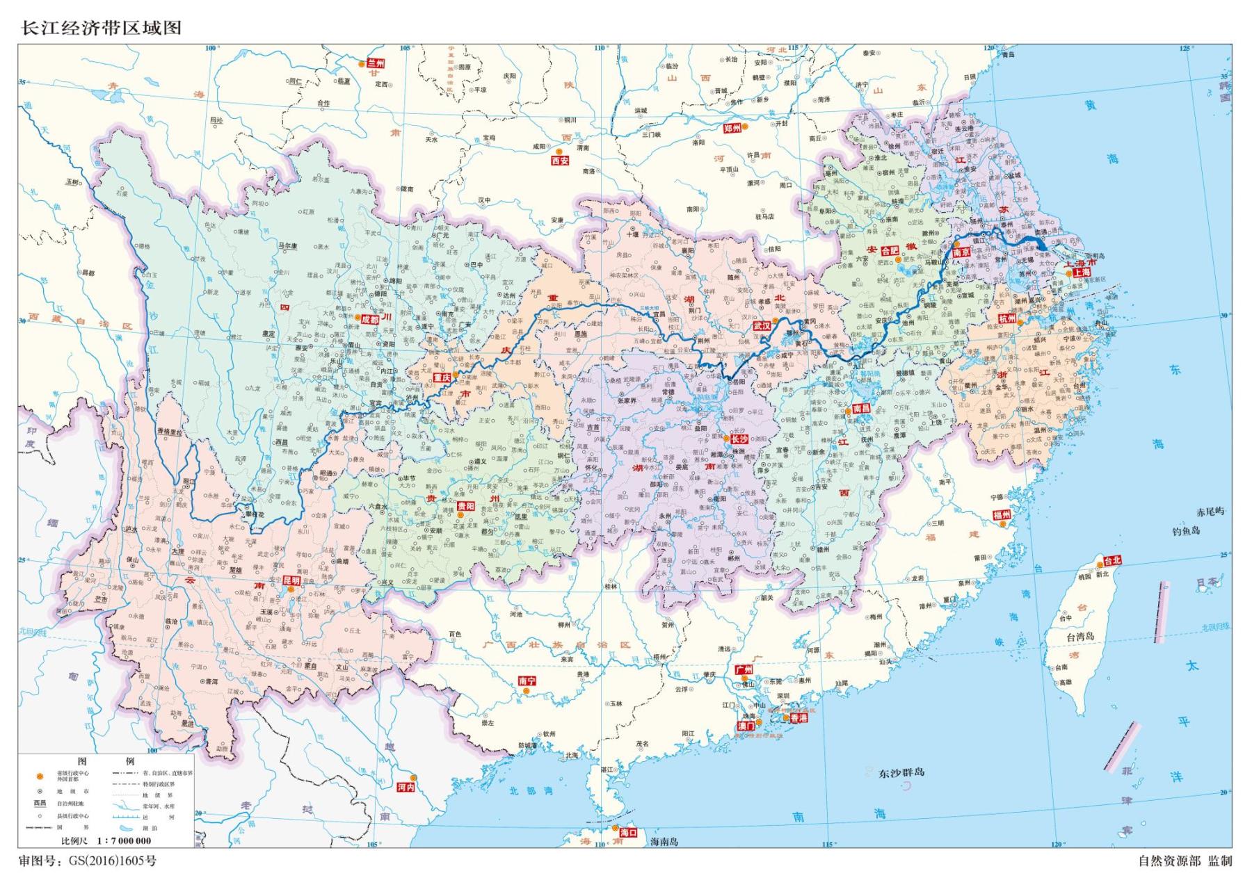 长江经济带区域图_长江经济带地图