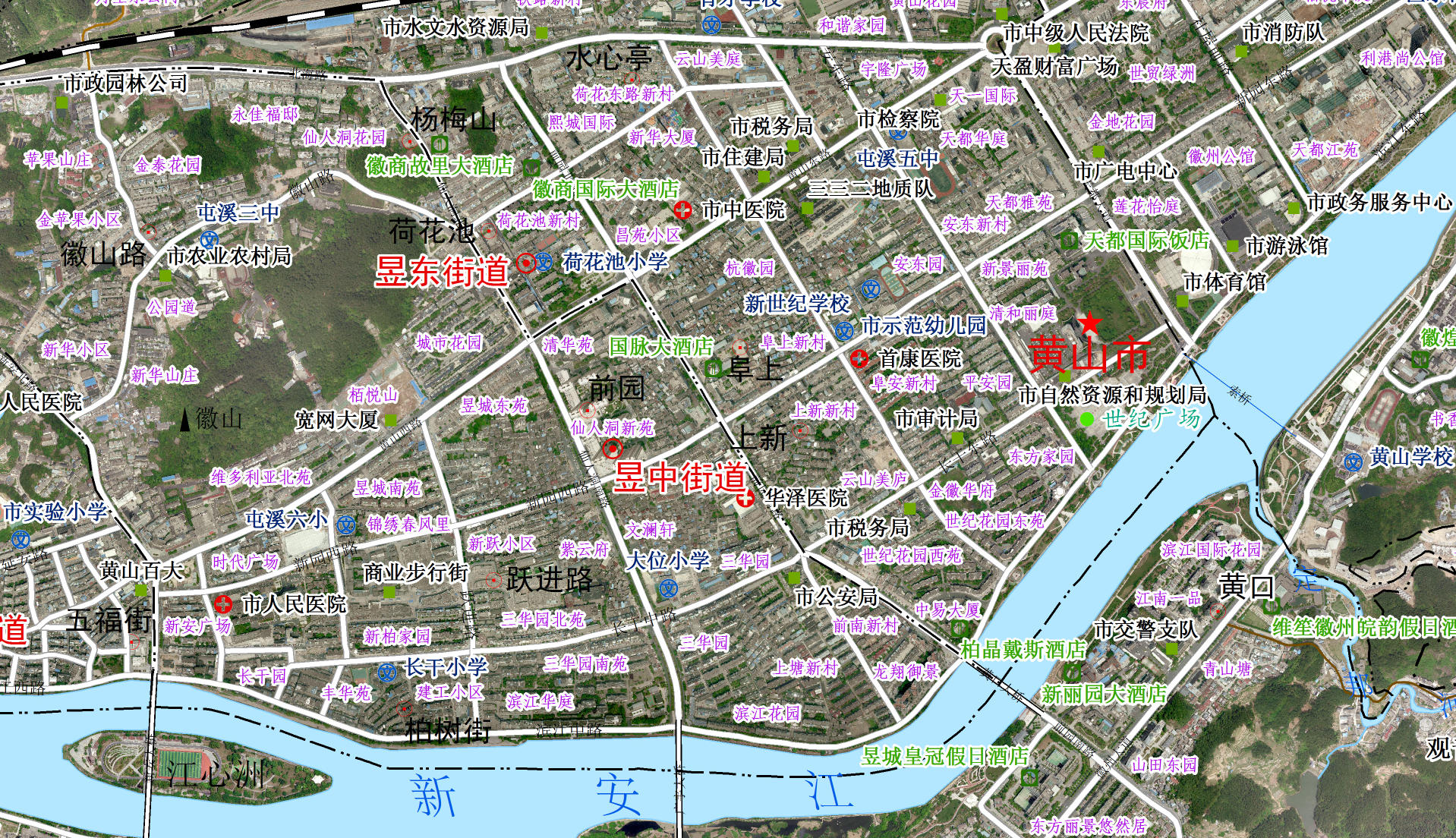 安徽黄山市中心城区影像图-黄山卫星影像地图