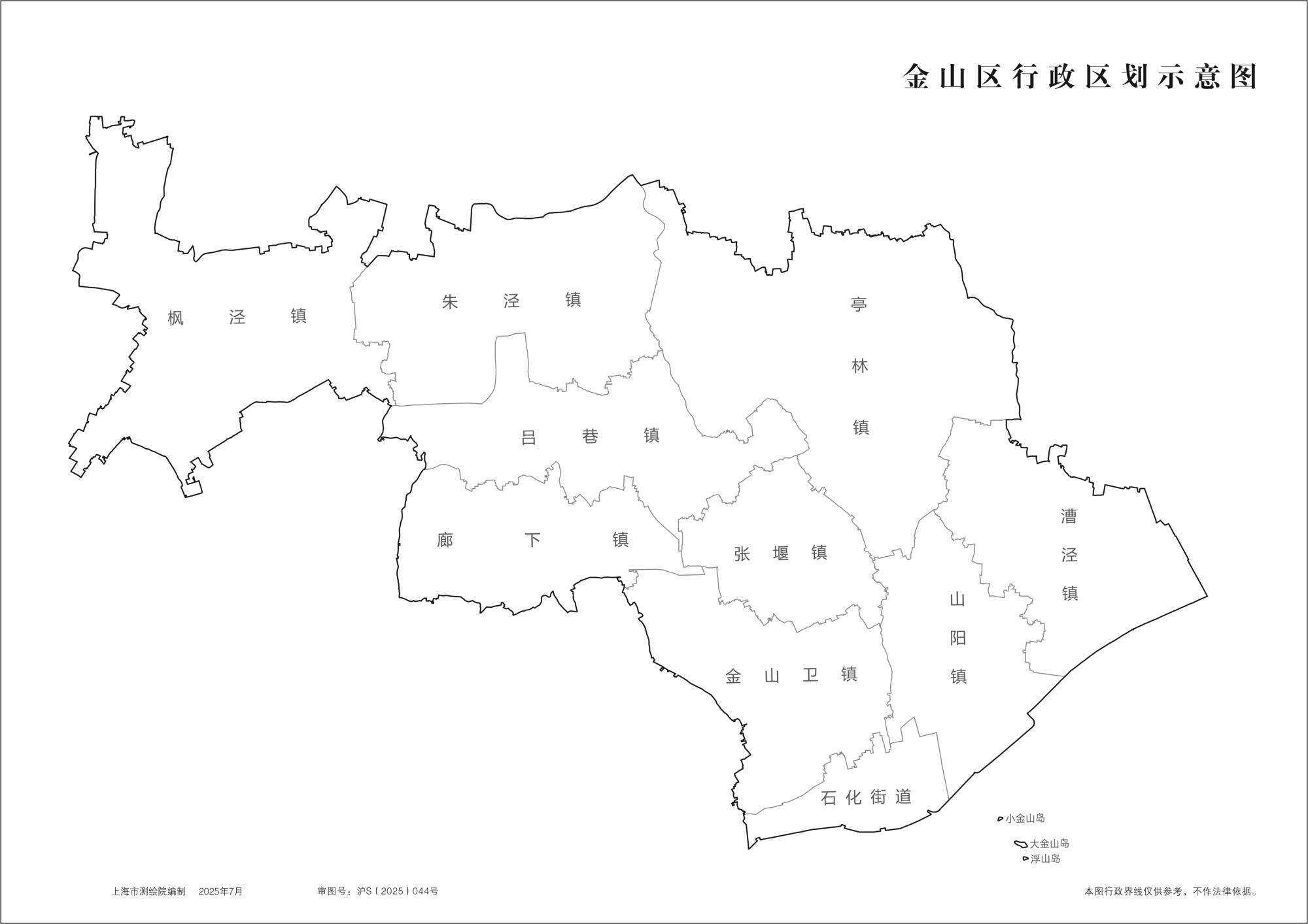 上海金山区行政区划示意地图