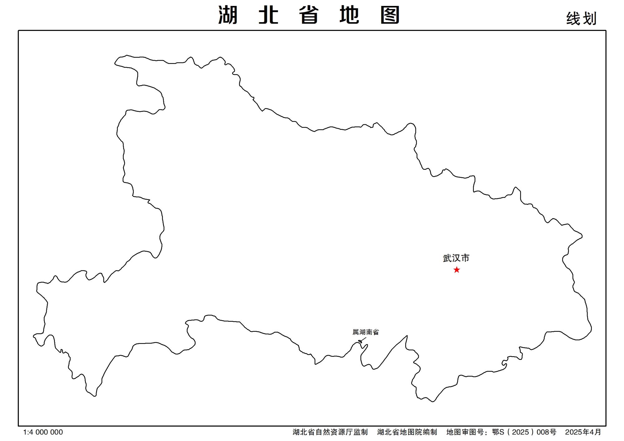 湖北地图线稿_湖北简版分区线划轮廓地图