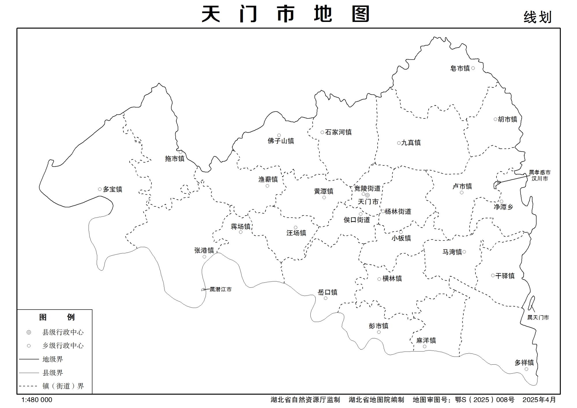湖北天门市矢量地图最新电子版源文件下载