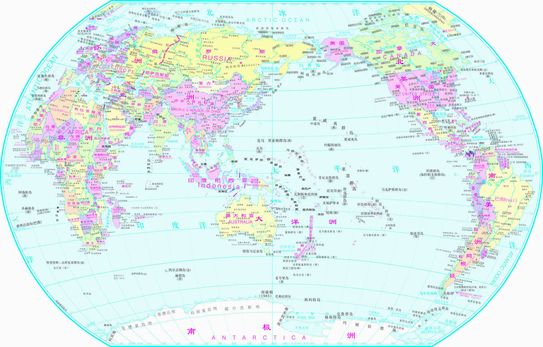 二款世界地图中文超清晰CDR矢量地图源文件