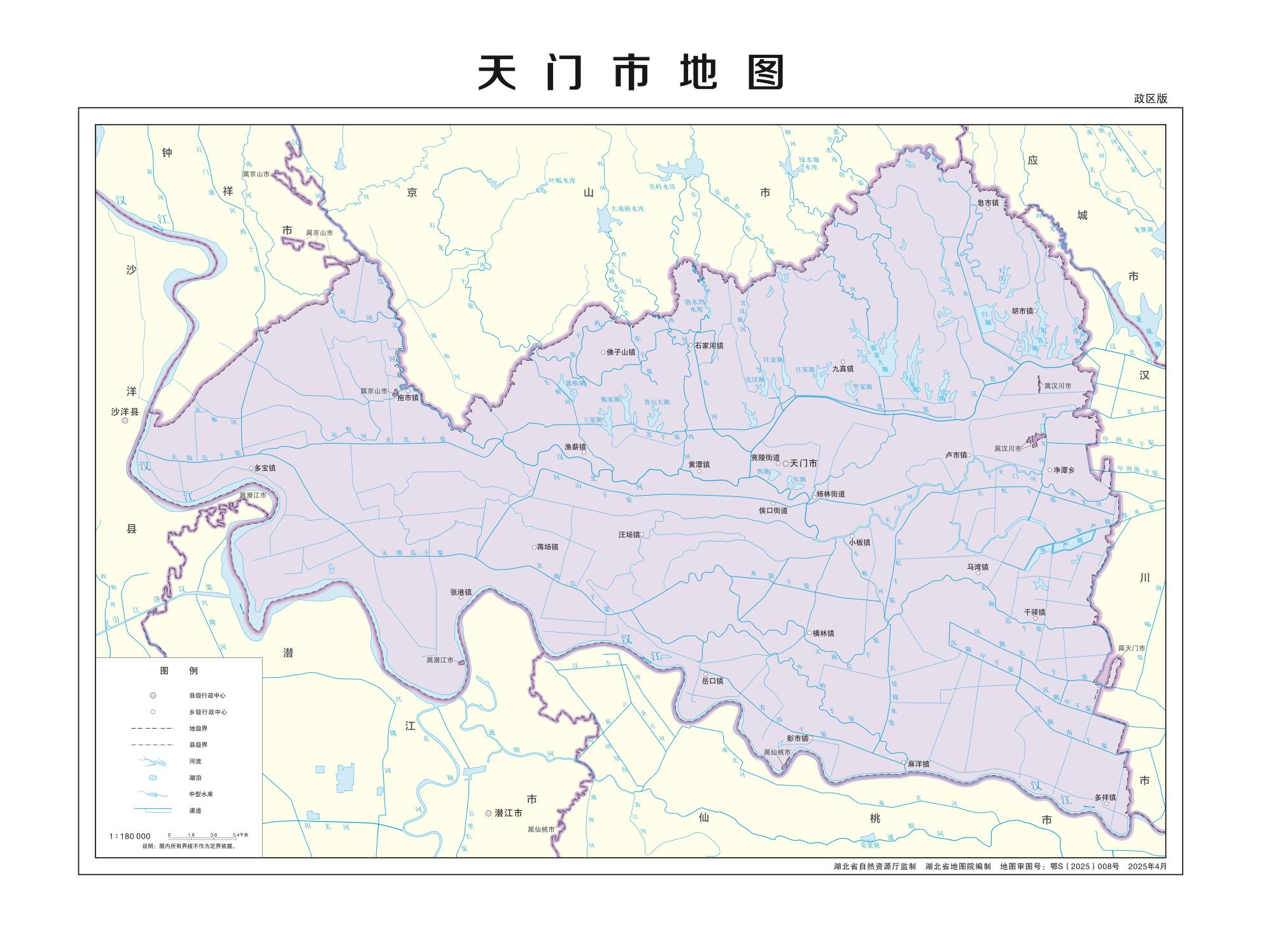 湖北天门市矢量地图最新电子版源文件下载