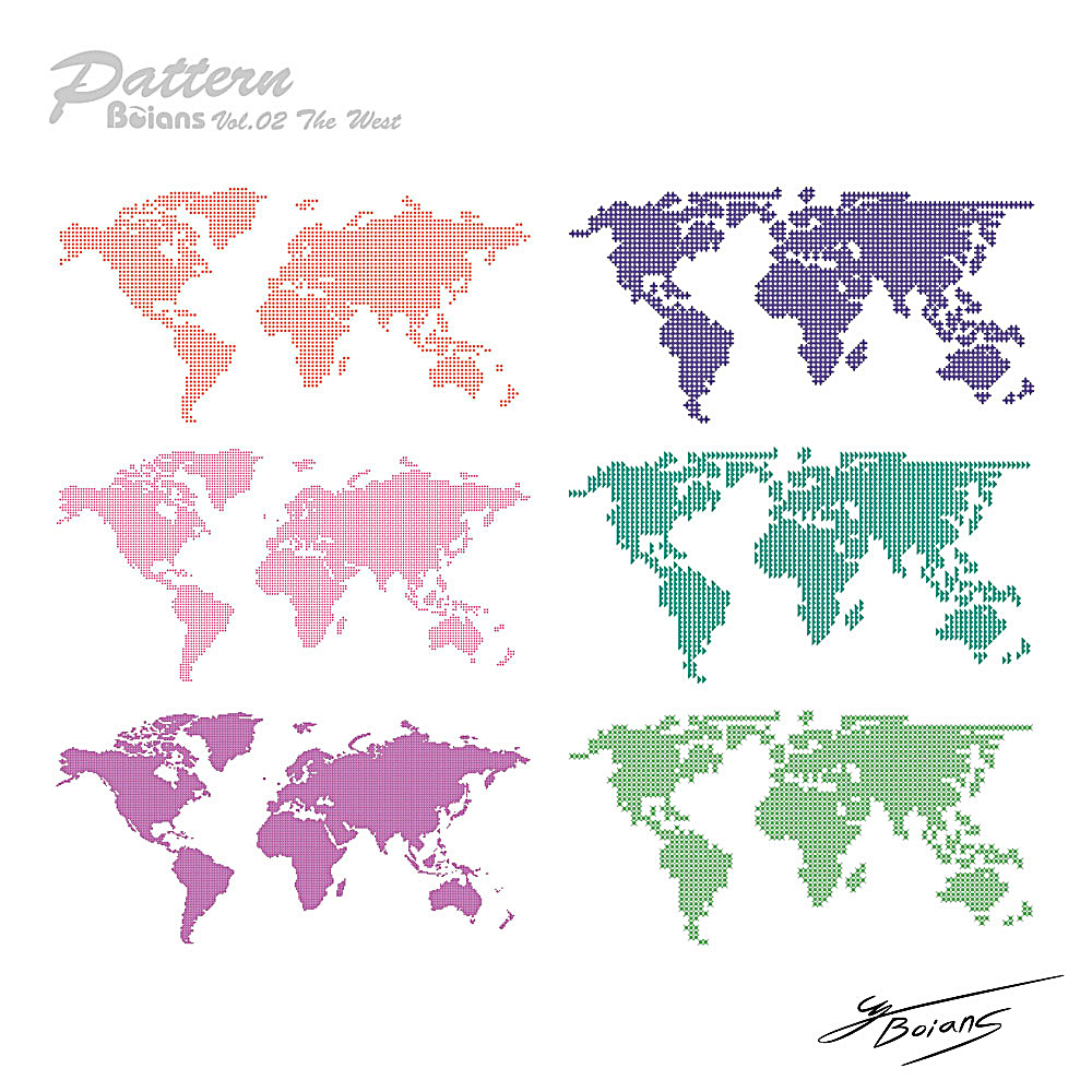 多款点线组成的世界地图矢量素材概念示意地图