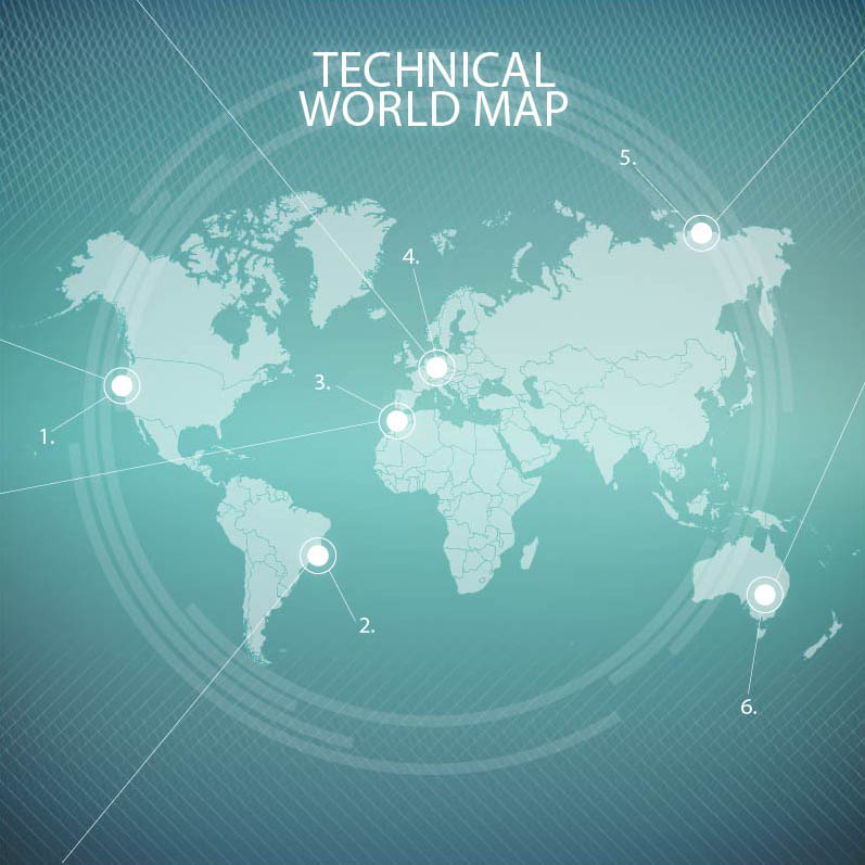 世界矢量地图点线组成可作标注