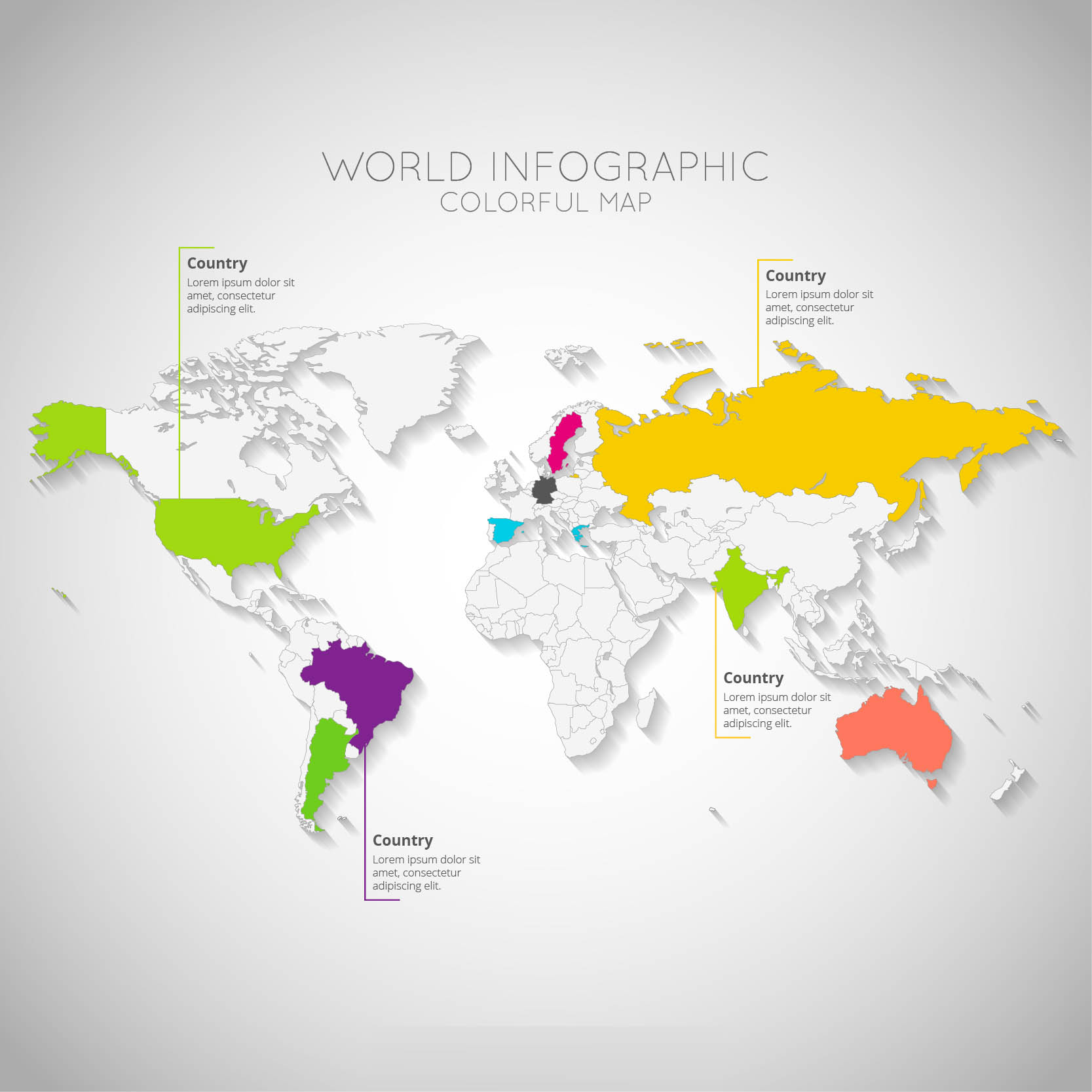 世界矢量地图灰底色可编辑可作分析地图 世界矢量地图灰底色可编辑可作分析地图