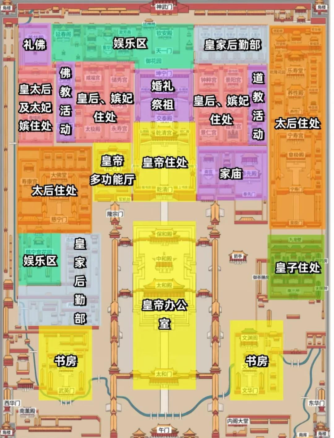北京故宫游览地图-故宫建筑群平面图
