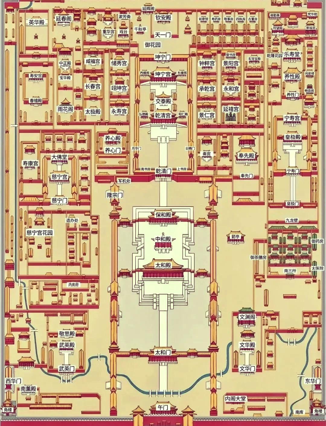 北京故宫游览地图-故宫建筑群平面图