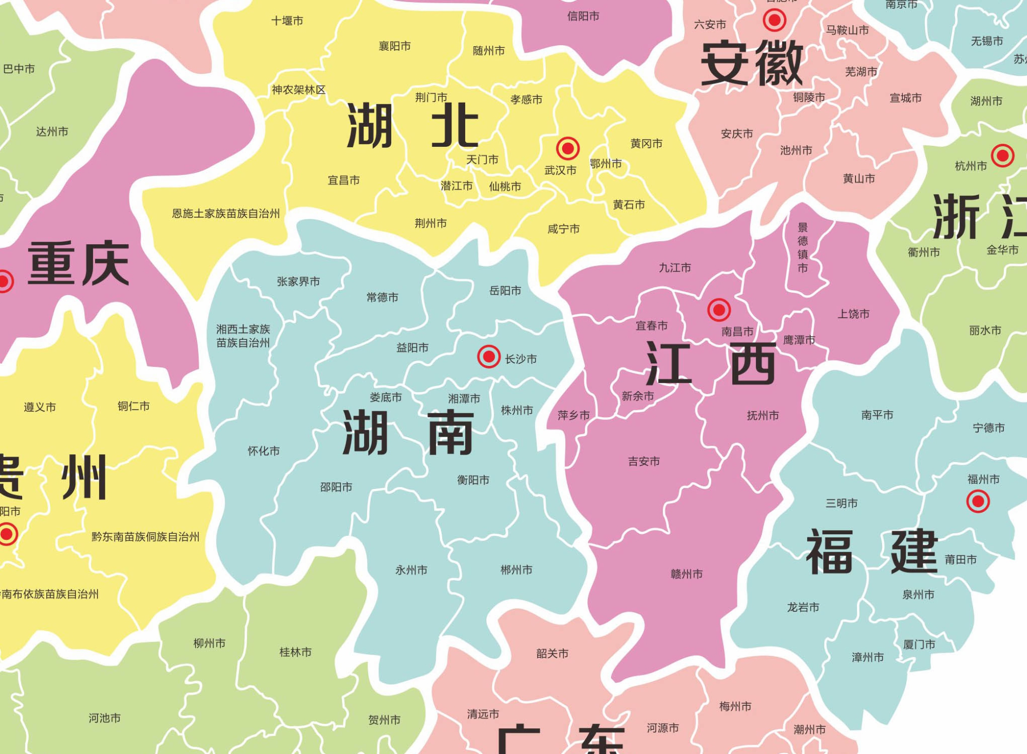 中国地图带地市级地图矢量素材设计文件（清晰省界）